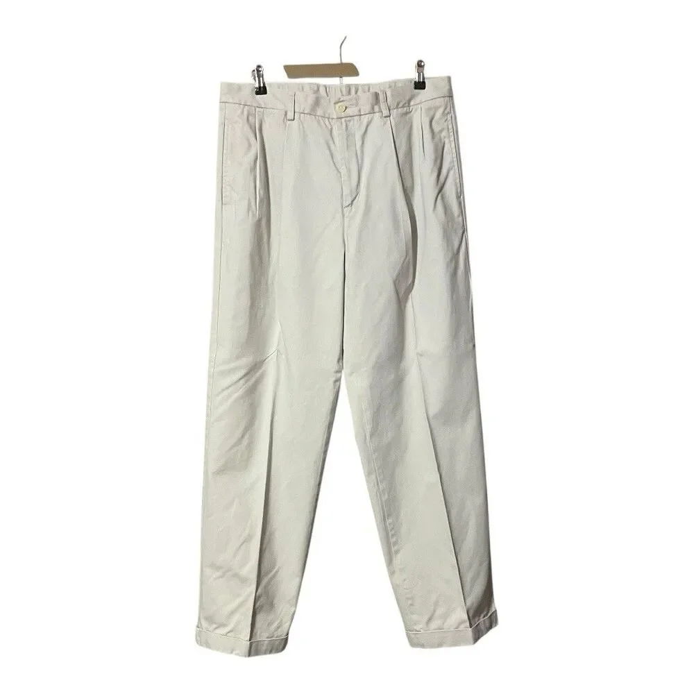 Nautica Mens Size 36 X 32 Classic Fit Pleated Front Beige Pants - Picture 1 of 5